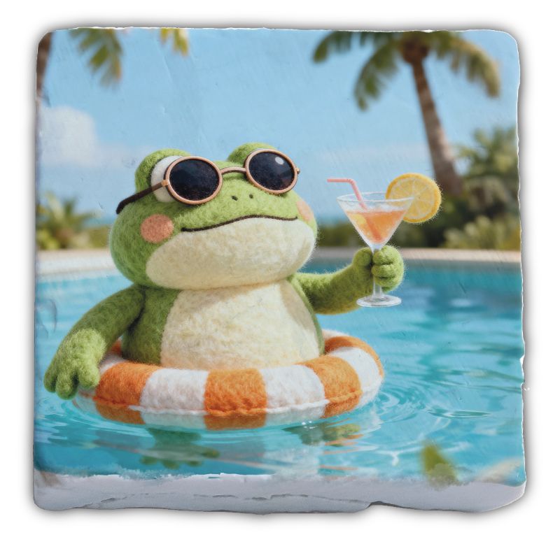 Marmormagnet Falunies "Frosch Urlaub"