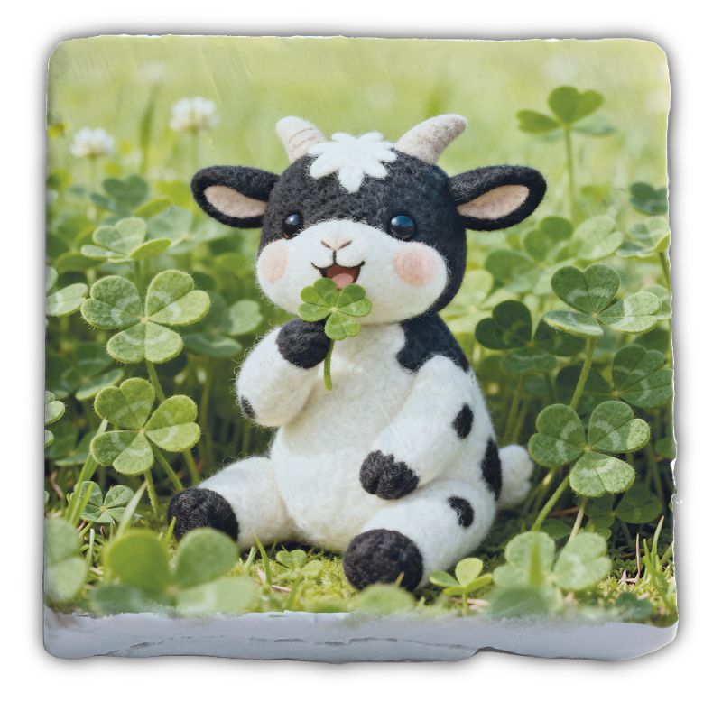 Marmormagnet Falunies "Ziege Kleeblatt"