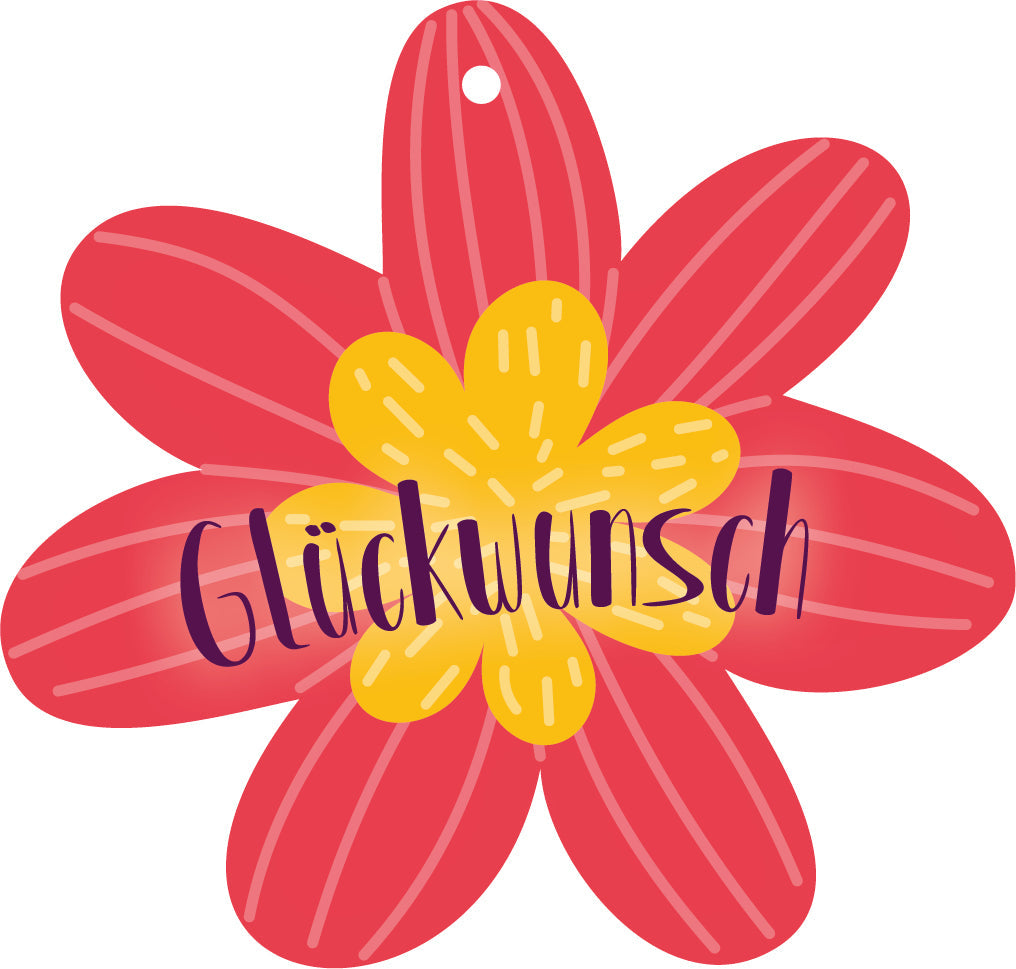 Geschenkanhänger Blume „Glückwunsch“