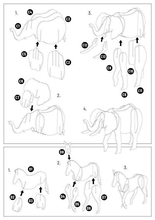 3D Bastelset "Afrikanische Tiere"