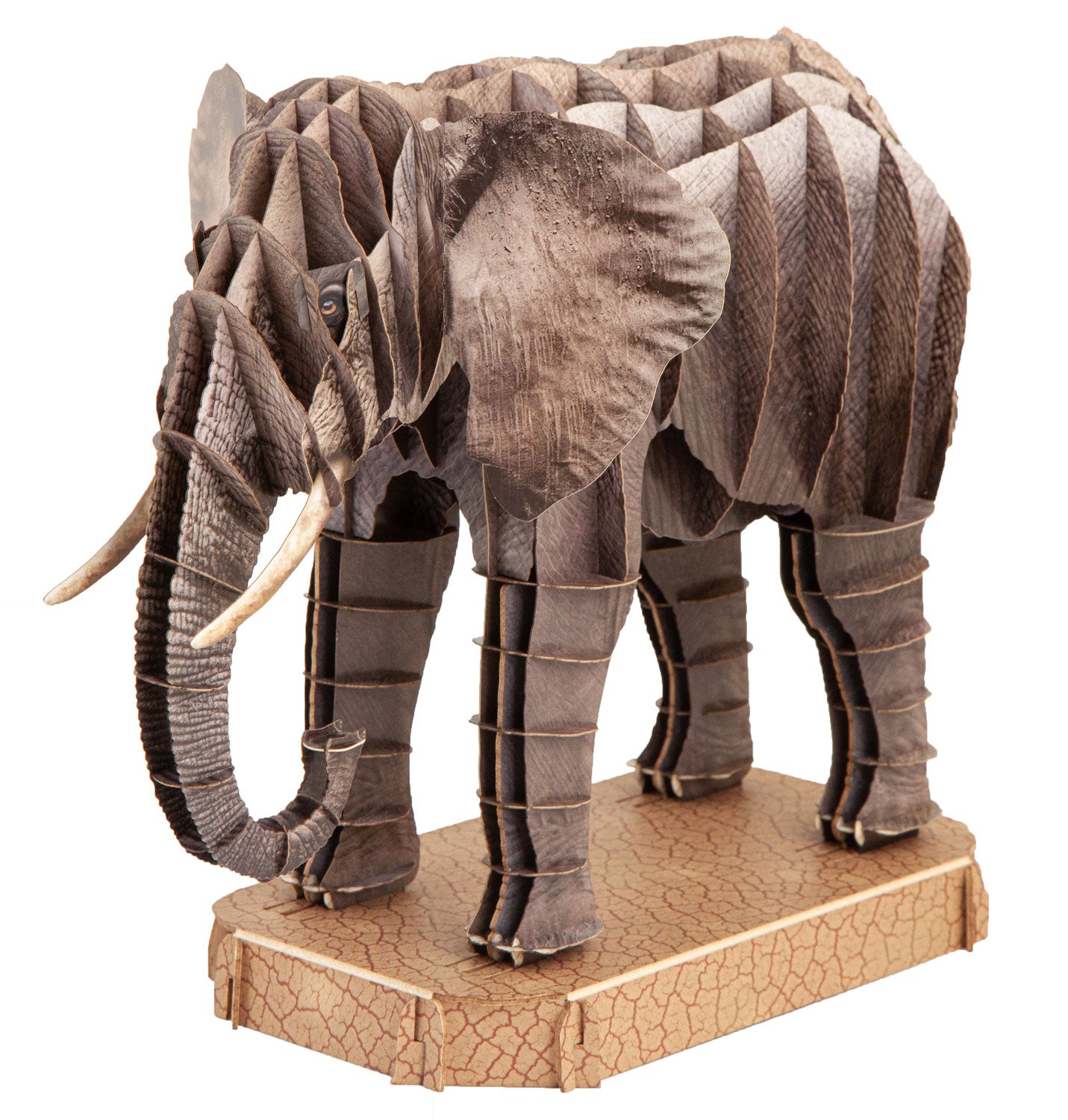Elefant Steckfigur aus Karton, zum Basteln, Spielzeug für Kinder, Tiersteckfigur aus Karton, Afrika, Savanne, Afrikanische Elefanten, Asiatische Elefanten, Puzzle und Rätselspiele, Dekoidee, Bastelideen für Kinder, steht auf Wohnzimmertisch, Kinderzimmer, Spielzimmer