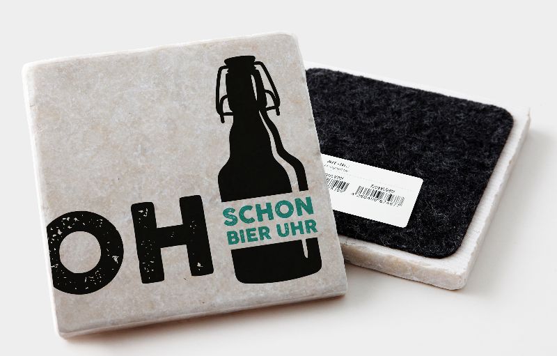 Marmoruntersetzer "Oh schon Bier Uhr"