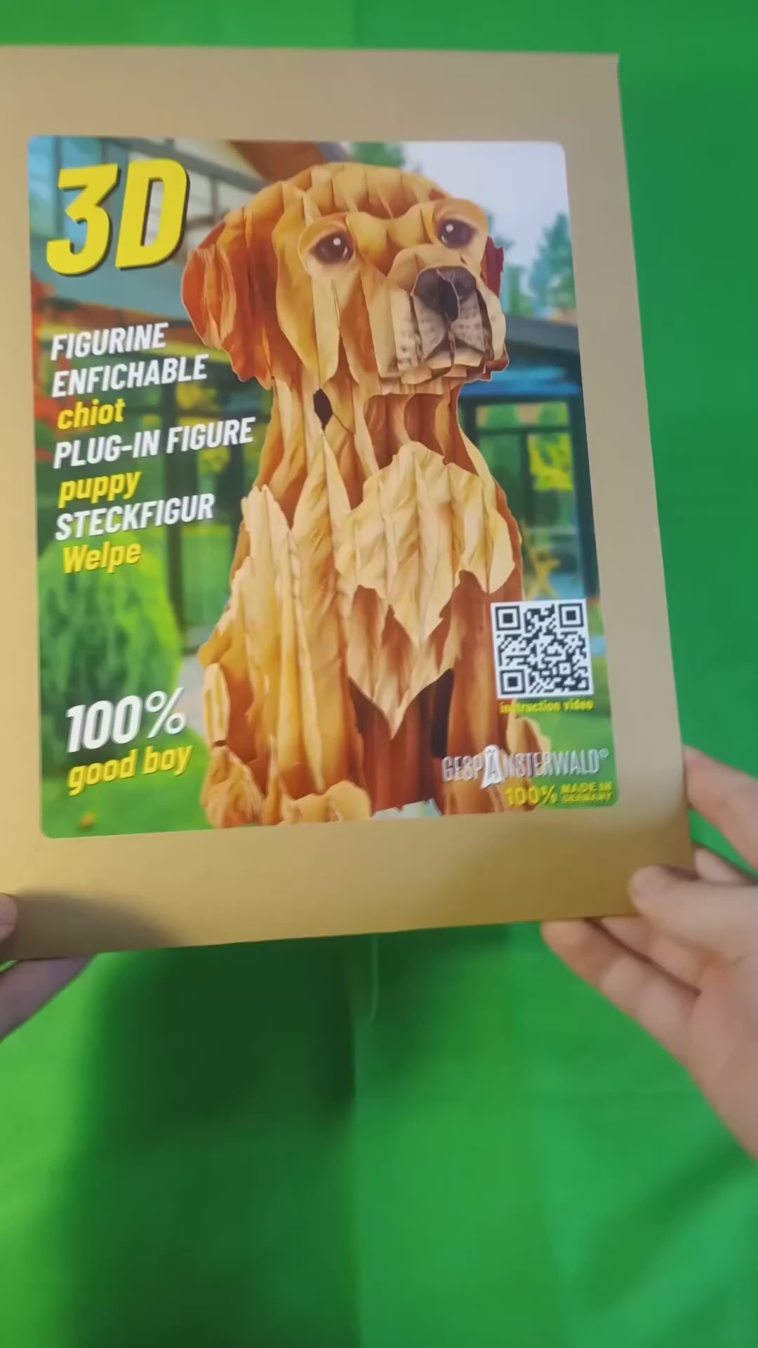 Hund Welpe Steckfigur aus Karton, Aufbauvideo Youtube,, zum Basteln, Spielzeug für Kinder, Tiersteckfigur aus Karton, Haustier, Golden Retriever, Labrador, Puzzle und Rätselspiele, Dekoidee, Bastelideen für Kinder, Kinderzimmer, Spielzimmer