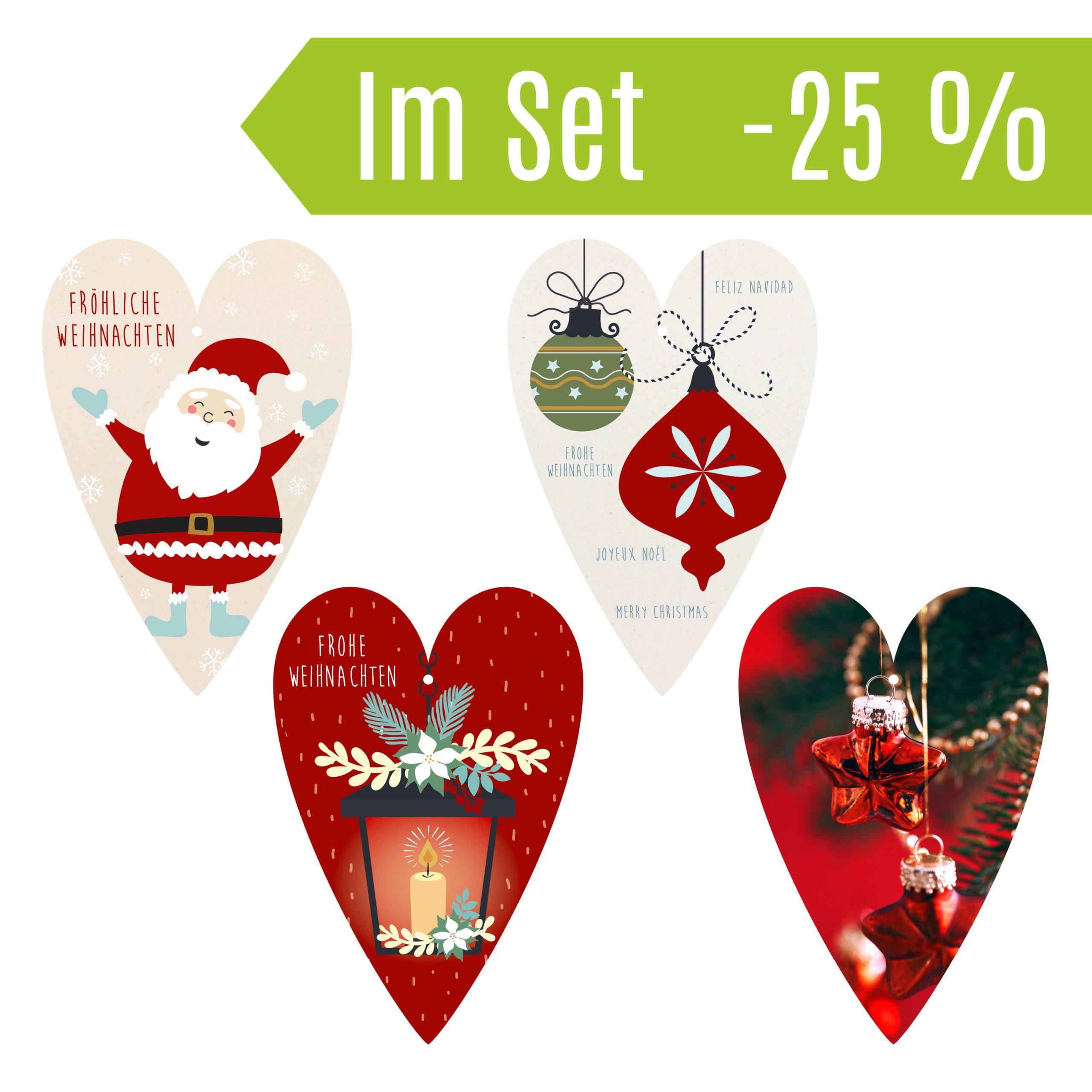 Weihnachtskarten in Herzform 4er Set "Weihnachten" - Gespänsterwald