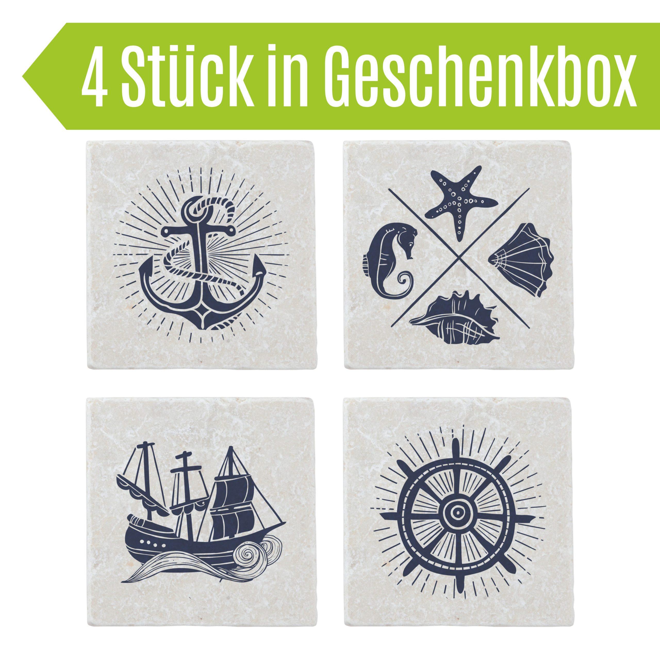 Untersetzer aus Marmor 4er Set "Maritim" - Gespänsterwald