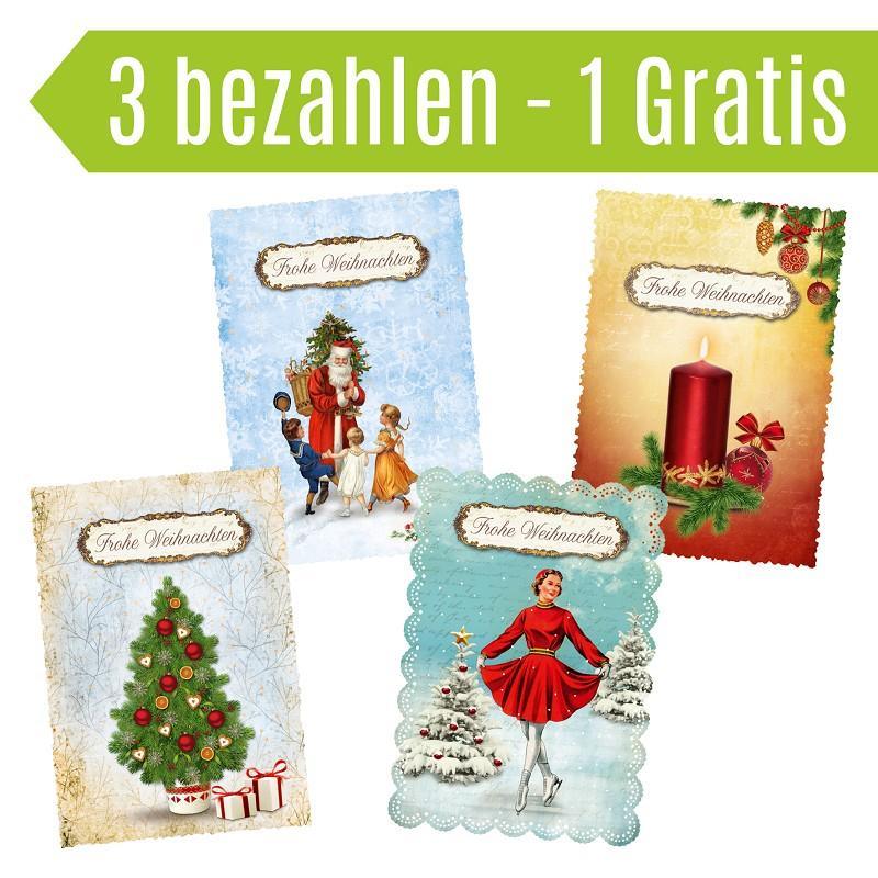 Glückwunschkarte Romantique 4er Set "Weihnachten" - Gespänsterwald
