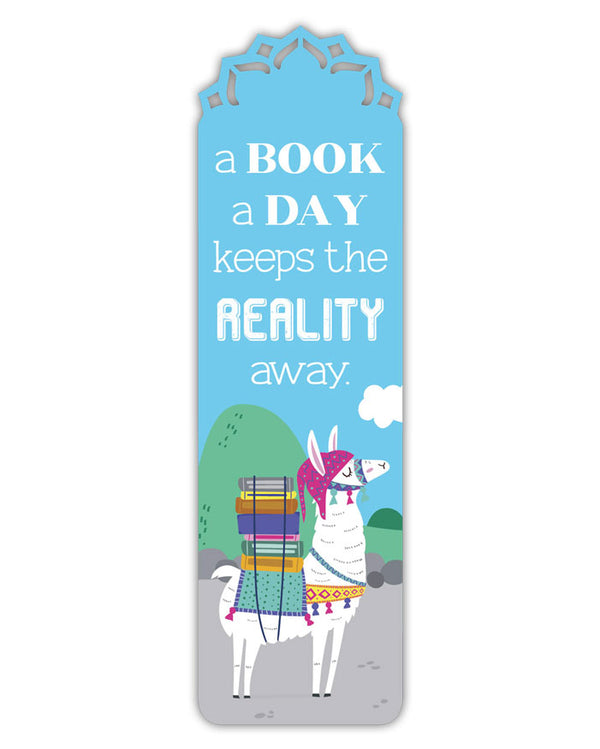 Lesezeichen "A book a day keeps the reality away"