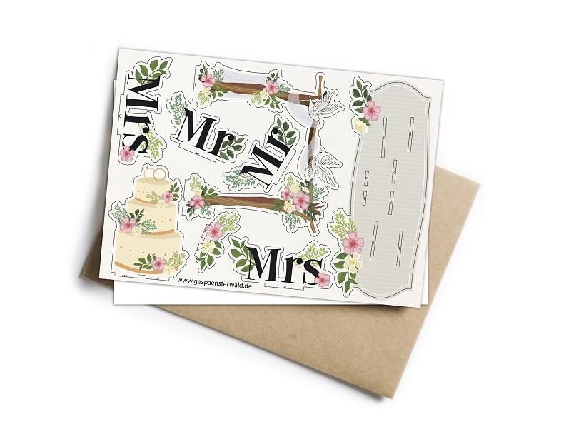 Pop-Up Karte 3D Glückwunschkarte "Mr&Mrs" "Mrs&Mrs" "Mr&Mr"- Bastelkarte zum verschenken - Gespänsterwald